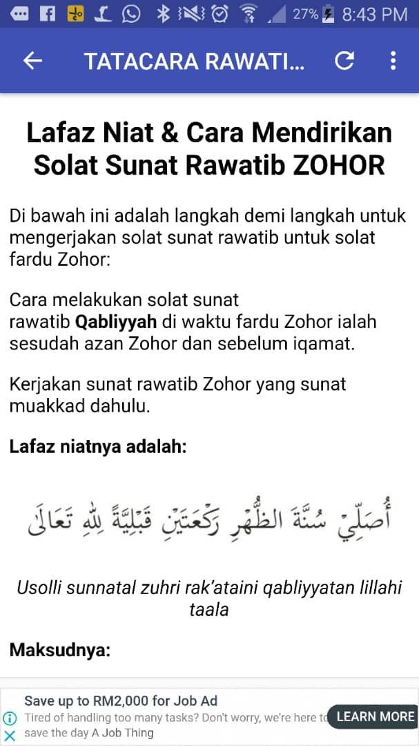 Niat Solat Sunat Rawatib Solat Sunat Ba Diyyah Selepas Menunaikan Solat Fardu Youtube