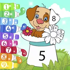 Kids Coloring Book by Numbers Icon