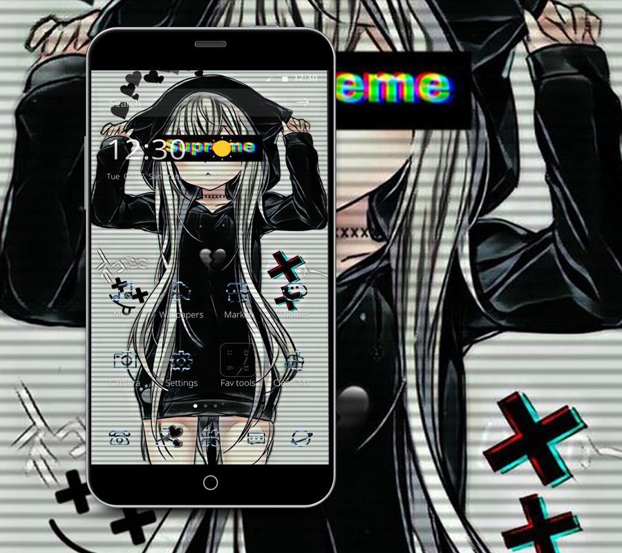 Anime Black Hoodie Girl Theme For Android Apk Download - black anime hoodie roblox