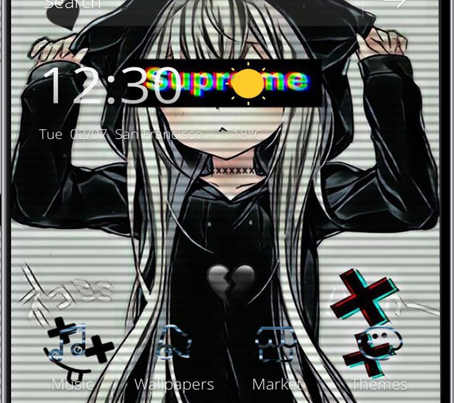 Anime Black Hoodie Girl Theme For Android Apk Download