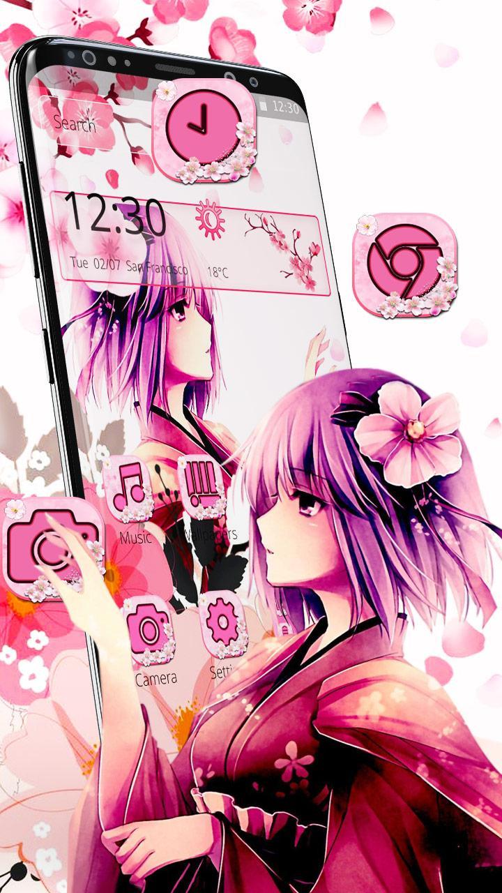 Thème Fille Fleur Rose Anime Pour Android Téléchargez Lapk