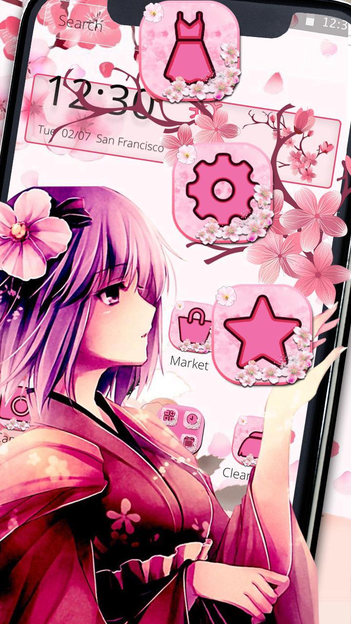 Thème Fille Fleur Rose Anime Pour Android Téléchargez Lapk