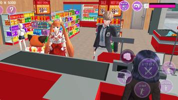 Anime Middelbare Simulator 3D-poster