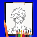 Buku Mewarnai Pria Anime