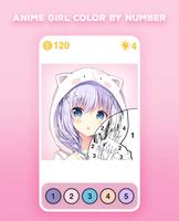 Anime Girl Color by Number постер