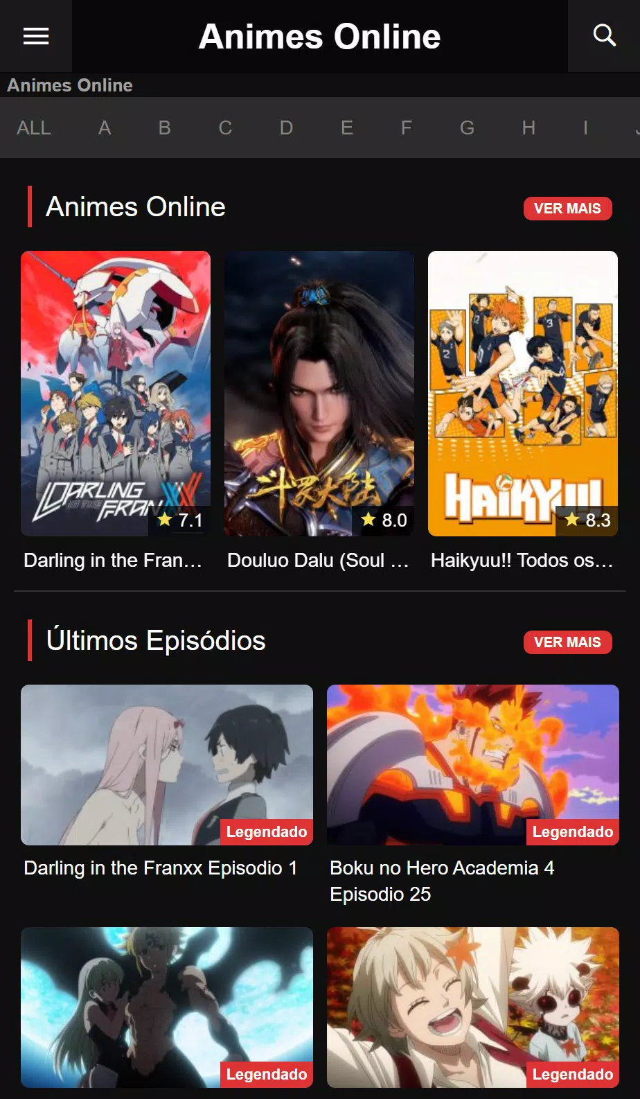 Lista de Animes Legendados Online