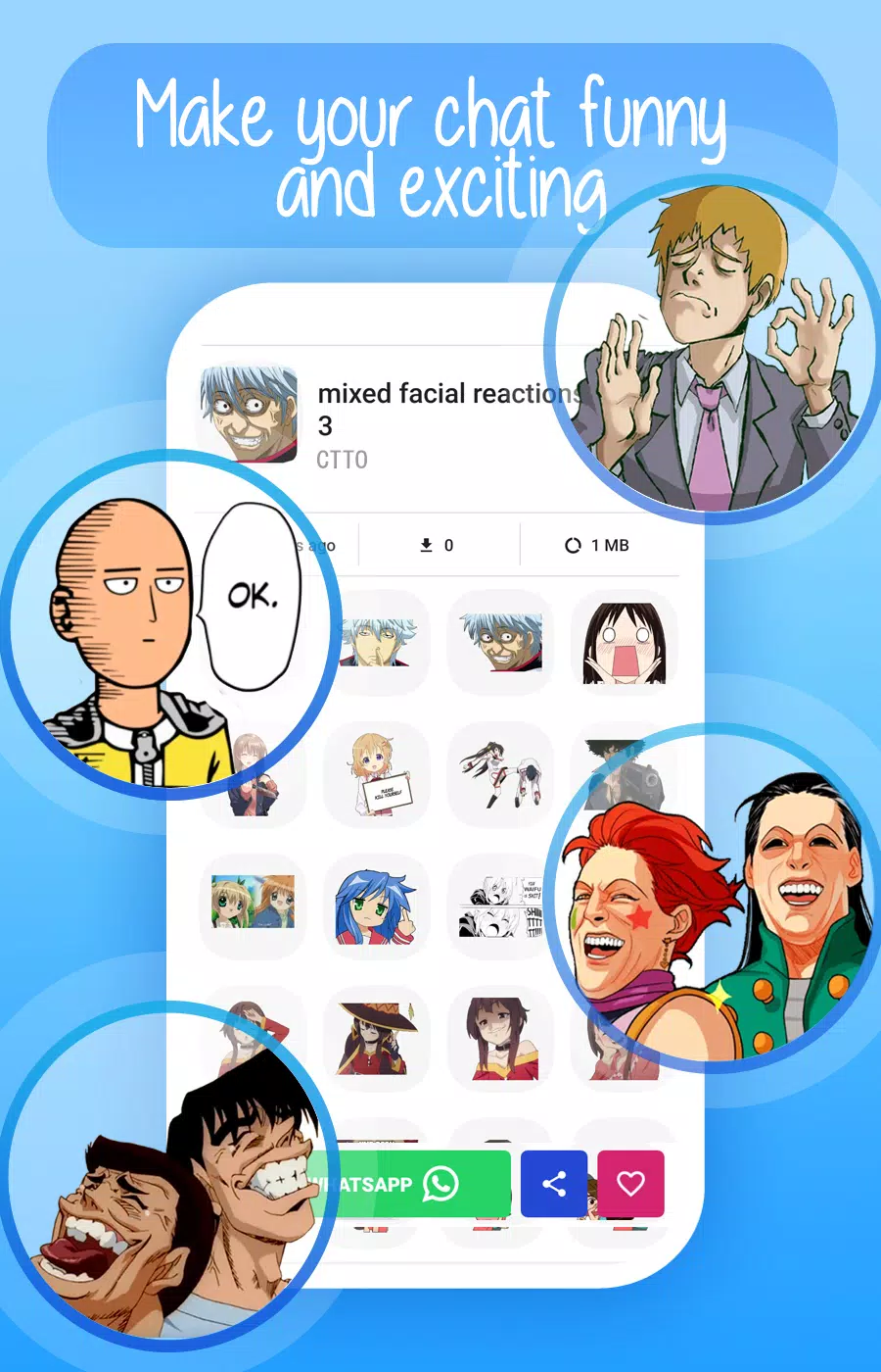 Anime Stickers for WhatsApp-Anime Memes WAStickers para Android