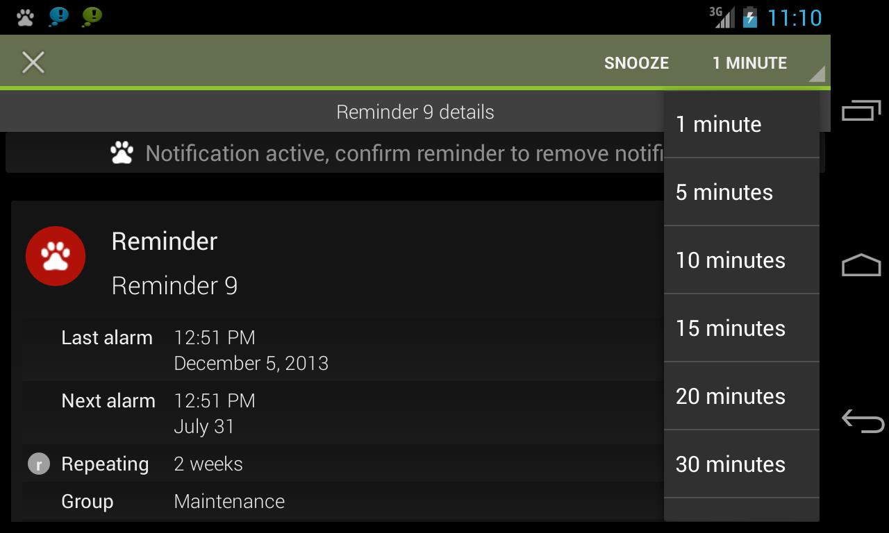 N 4get reminder Pro APK. Warning ГШ Android. Reminder. Minutes details