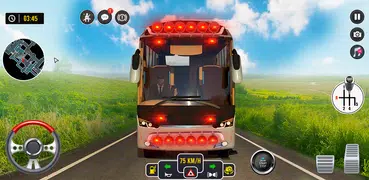 Modern City Coach Bus Driving