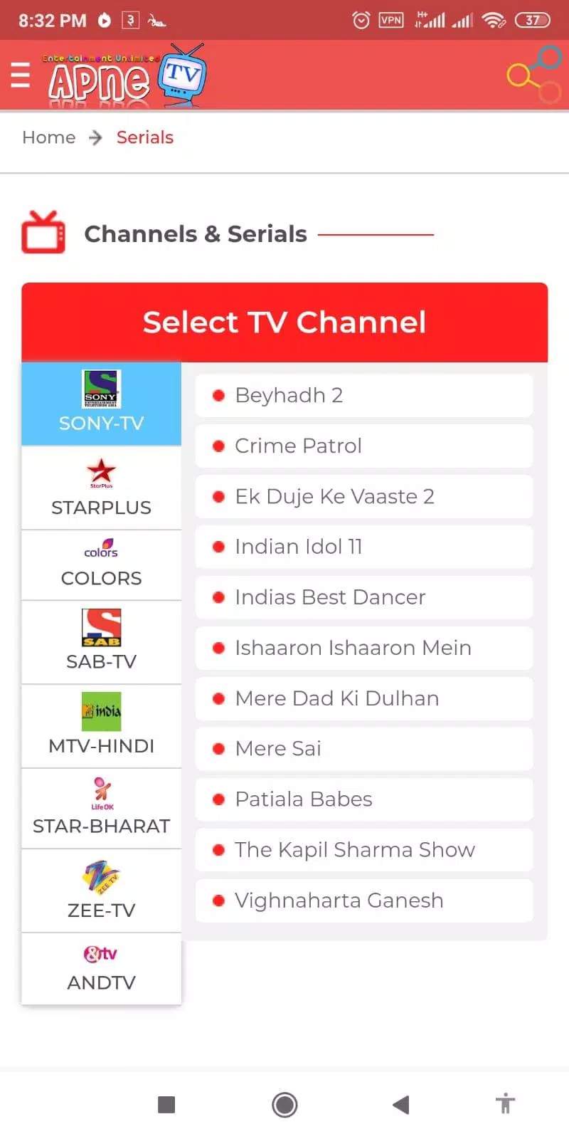 Apne TV Watch Free Hindi TV Serials and Download APK for Android Download