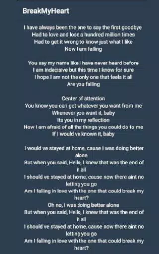 Descarga de APK de Dua Lipa - Break My Heart Lyrics para Android