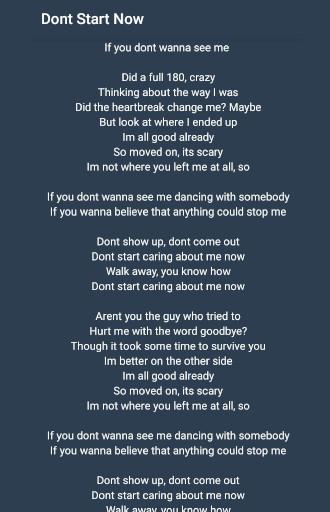 Dua Lipa Don T Start Now Lyrics For Android Apk Download