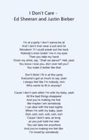 I Don't Care - Ed Sheeran & Justin Bieber Lyrics capture d'écran 1