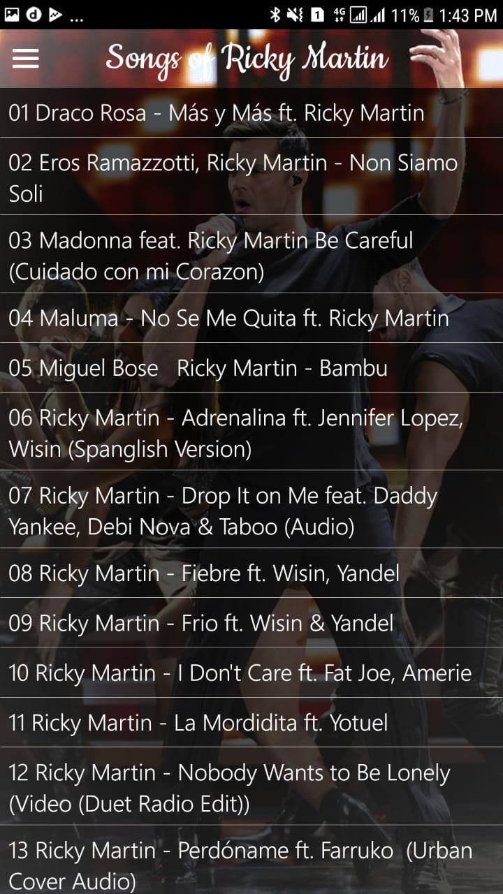 Songs Of Ricky Martin For Android Apk Download