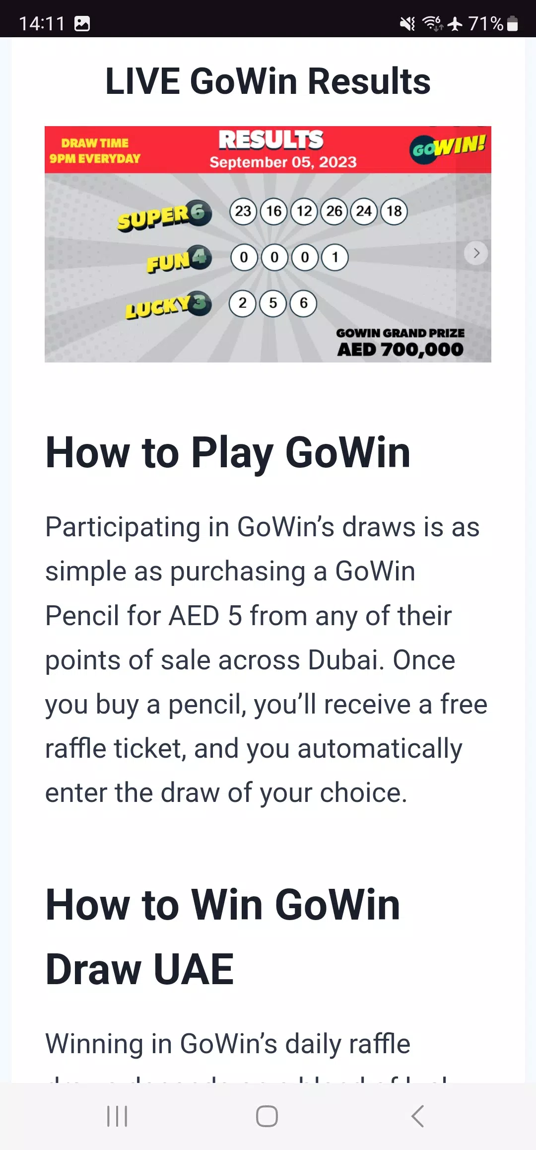 GoWin Results - Super 6 UAE - Apps on Google Play