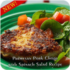 Parmesan Pork Chops with Spinach Salad Recipe icône