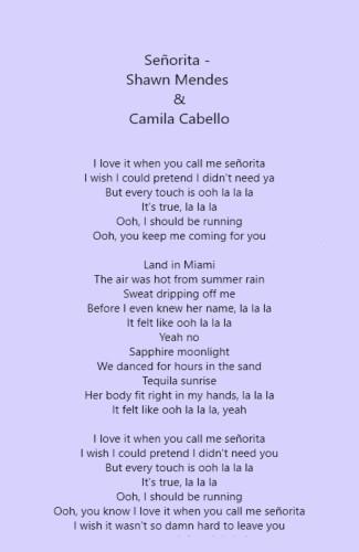 Lyrics senorita