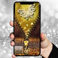 Gold Zipper Lock Screen poster