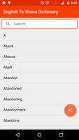 English To Shona Dictionary پوسٹر