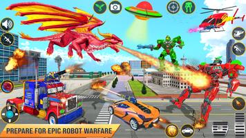 Jeu de voiture robot dragon Affiche