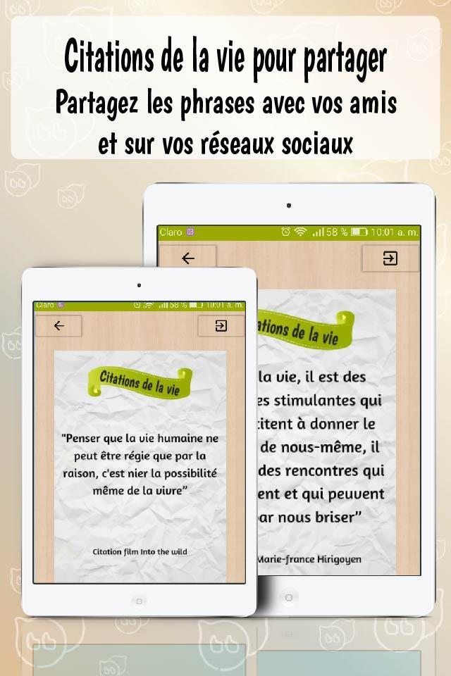 Citations De La Vie Gratuites Citations Sur La Vie For Android