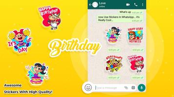 Birthday stickers for whatsapp โปสเตอร์