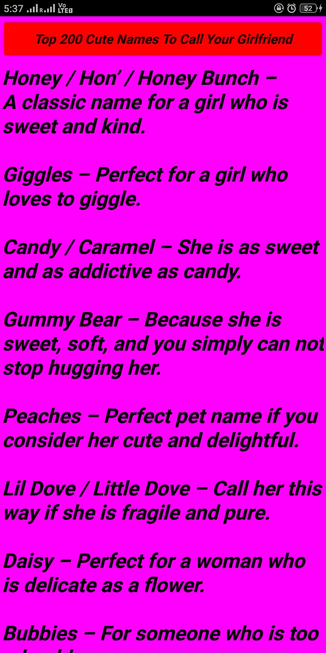 Images Of Cute Pet Names For Girlfriend