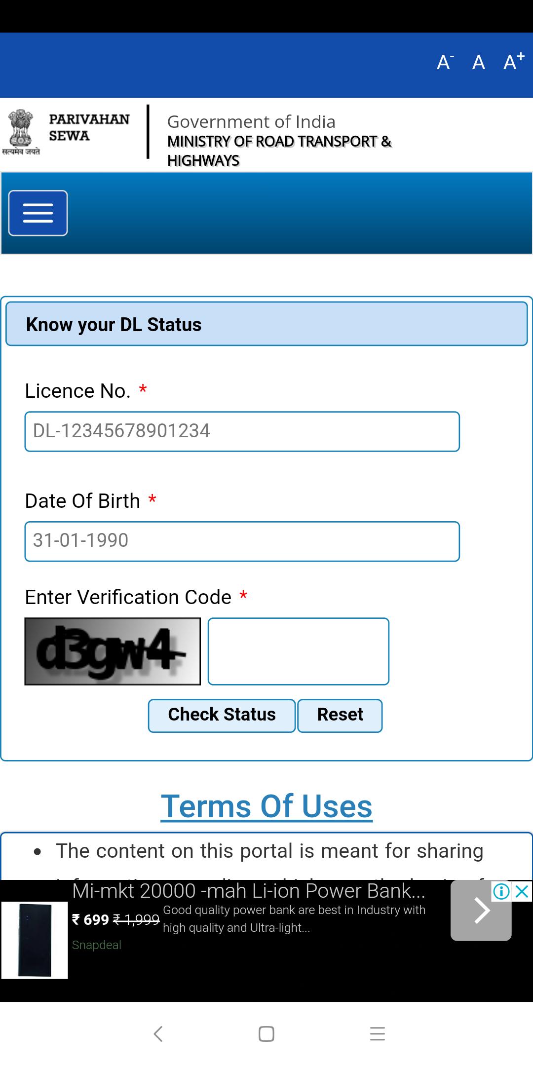 Rta Rto Rc Dl Info Driving Licence Status For Android Apk Download