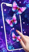 Purple Butterfly Live Wallpape ポスター