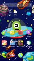 Cute Cartoon Alien APUS Launcher theme Affiche