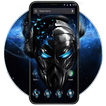 Blue Tech Metallic Skull APUS Laucher Theme