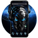 Blue Tech Metallic Skull APUS Laucher Theme APK