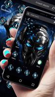 Blue Tech Metallic Skull APUS Laucher Theme скриншот 1