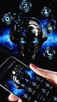 Blue Tech Metallic Skull APUS Laucher Theme скриншот 2