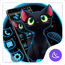 Dark Neon Cat APUS Launcher theme aplikacja