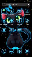 Dark Neon Cat APUS Launcher theme ภาพหน้าจอ 1