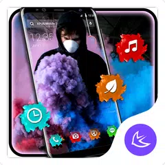 download Man in smoke APUS Launcher theme APK