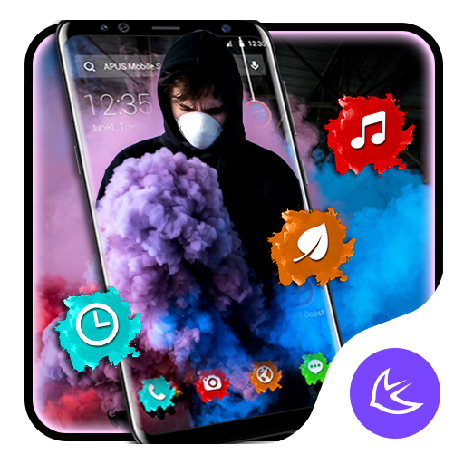 Man in smoke APUS Launcher theme