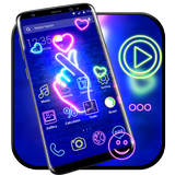 Neon Love Heart Theme ícone