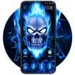 Chic Neon Blue Fire Skull APUS Launcher Theme