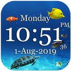 Underwater live wallpaper with digital clock आइकन