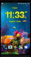 Underwater live wallpaper with digital clock imagem de tela 1