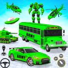 Icona Army School Bus Robot Car Game