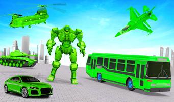 Army School Bus Robot Car Game Affiche