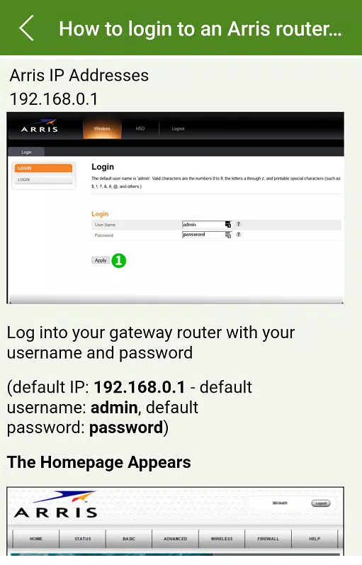 192.168.0.1 Arris Router Guide APK for Android Download