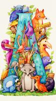 Alphabet Animal Art Coloring الملصق