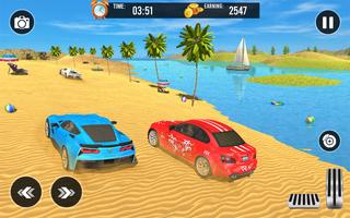 Crazy Car Water Surfing Games постер