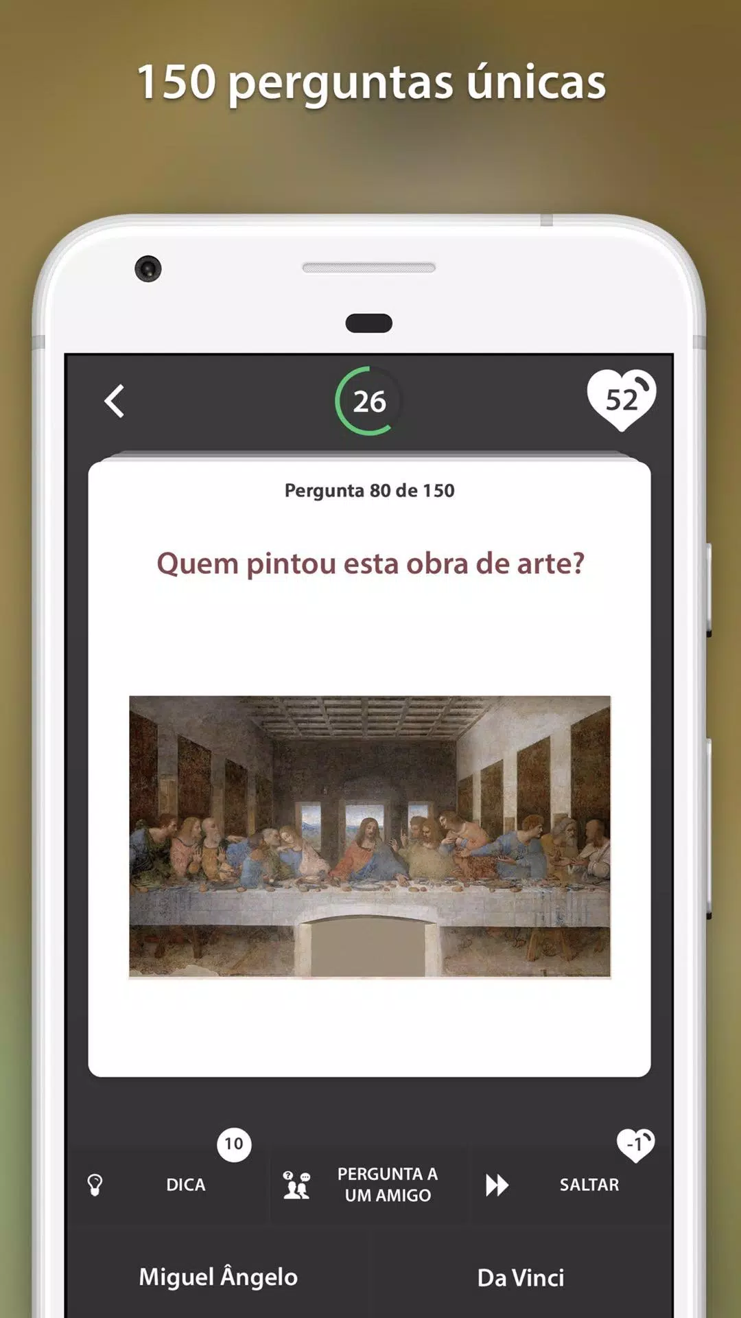 Perguntas do quiz testam a escolha do menu para o jogo de trivia