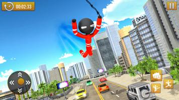 Spider Stickman Rope Hero: Crime Gangster Games 3D ảnh chụp màn hình 1