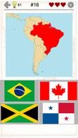 아메리카의 나라 & 카리브 제도 - 플래그 및 지도 포스터